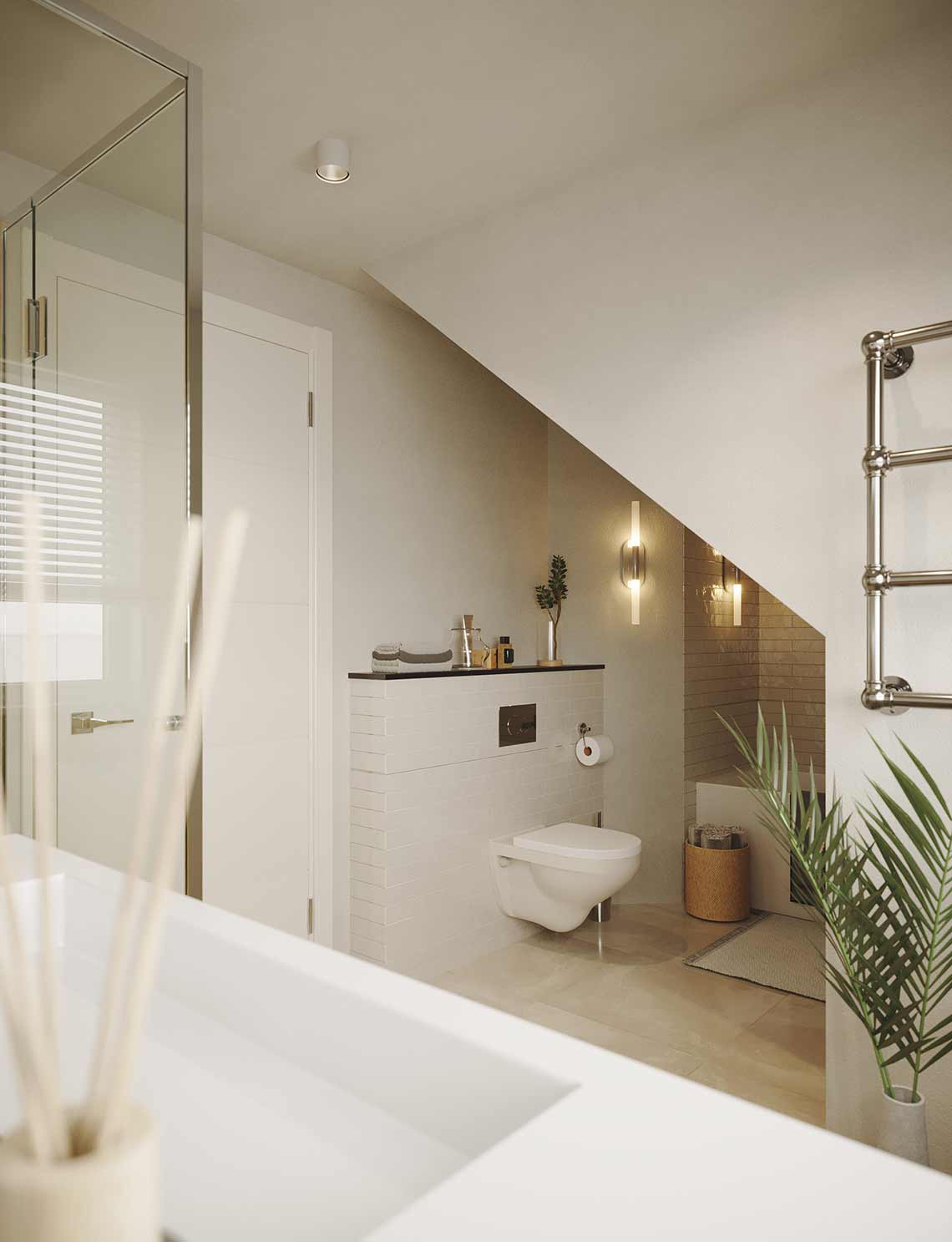 Innenvisualisierung des Badezimmers in moderner Wohnung in Rosenthal