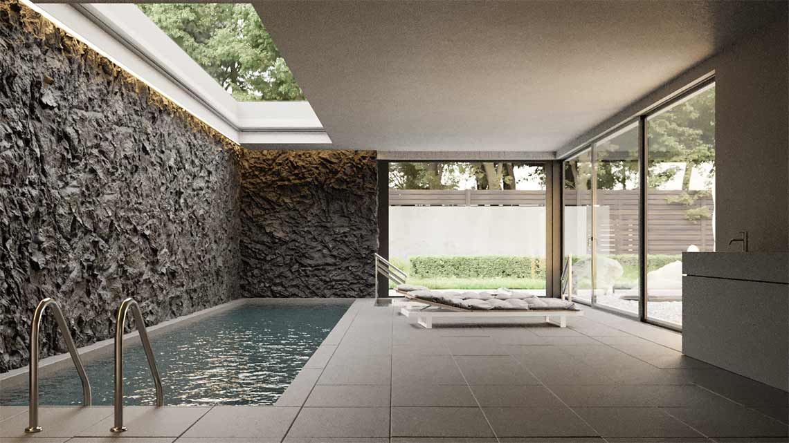 3D-Innenvisualisierung eines Luxuspools